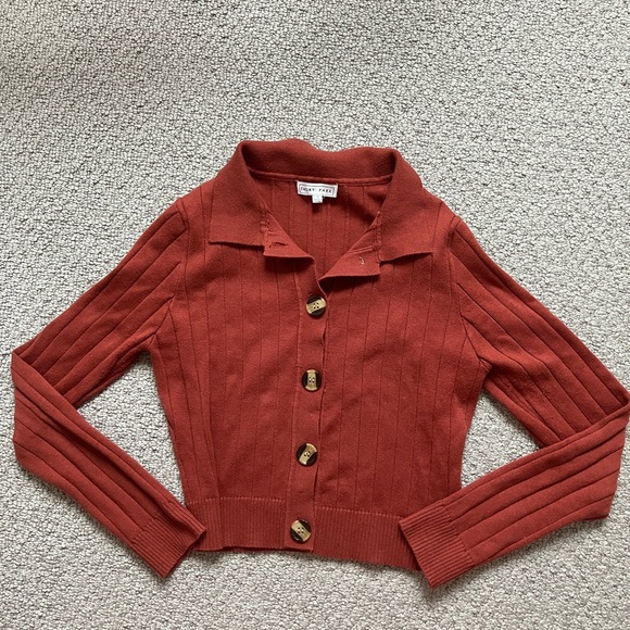 Emory Park Terracota Cropped Sweater with Buttons - XS - Picture 2 of 8